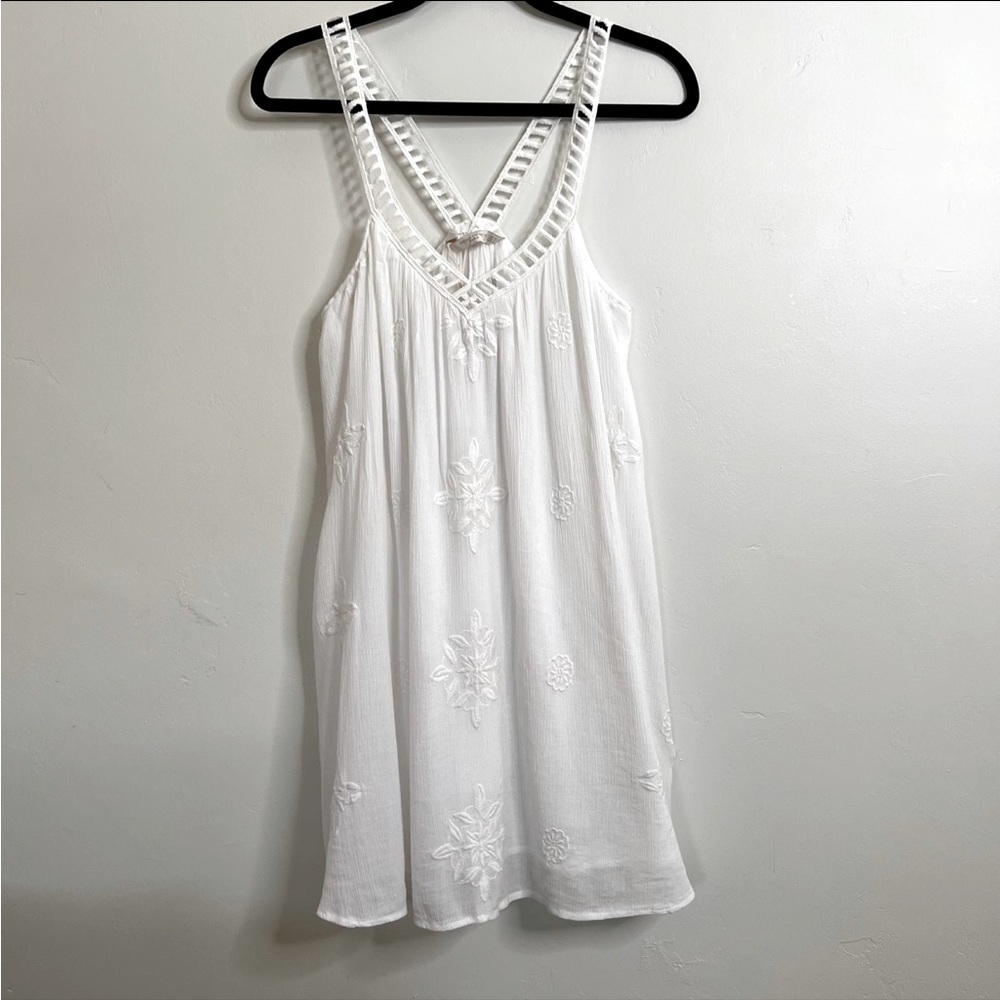 Zara Strappy Embroidered Gauze Tank Dress